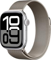 Apple Watch Series 10 42mm Silver Aluminum Case with Milanese Loop, Natural