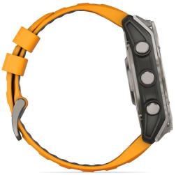 Умные часы Garmin Fenix 8 51 мм AMOLED Sapphire Titanium, светло-серый, оранжевый силиконовый ремешок (010-02905-11)