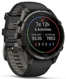 Умные часы Garmin Fenix 9 Pro AMOLED 47мм inReach, Carbon Gray DLC Titanium with Black/Pebble Grey Silicone Band