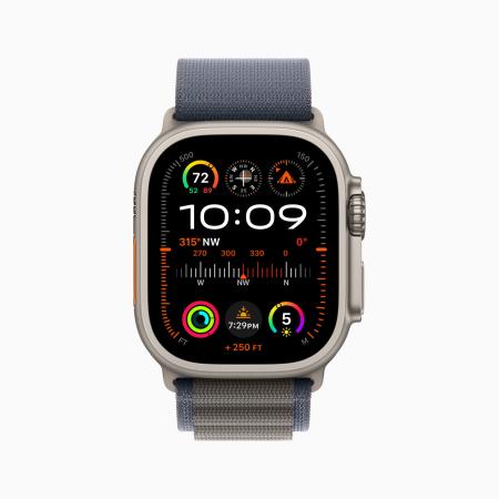 Apple Watch Ultra 2 (2024) 49mm Natural Titanium Case with Navy Alpine Loop Small