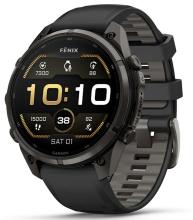 Умные часы Garmin Fenix 9 Pro AMOLED 47мм inReach, Carbon Gray DLC Titanium with Black/Pebble Grey Silicone Band