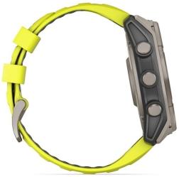 Умные часы Garmin Fenix 8 51 мм Solar, Sapphire Titanium, серый с желтым ремешком (010-02907-21)
