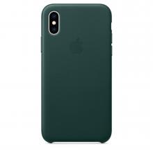 Кожанный чехол для iPhone XS Max, цвет зеленый лес