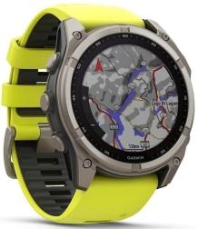 Умные часы Garmin Fenix 8 51 мм Solar, Sapphire Titanium, серый с желтым ремешком (010-02907-21)