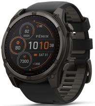 Умные часы Garmin Fenix 8 51 мм Solar, Sapphire Titanium, угольно-серый с DLC-покрытием и черным ремешком (010-02907-11)